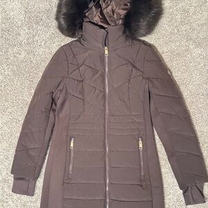 Michael Kors Brown Puffer Jacket with Quilted Design